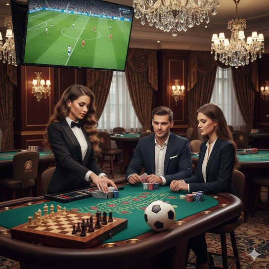 Grand entrance of a luxury casino in Jackpot